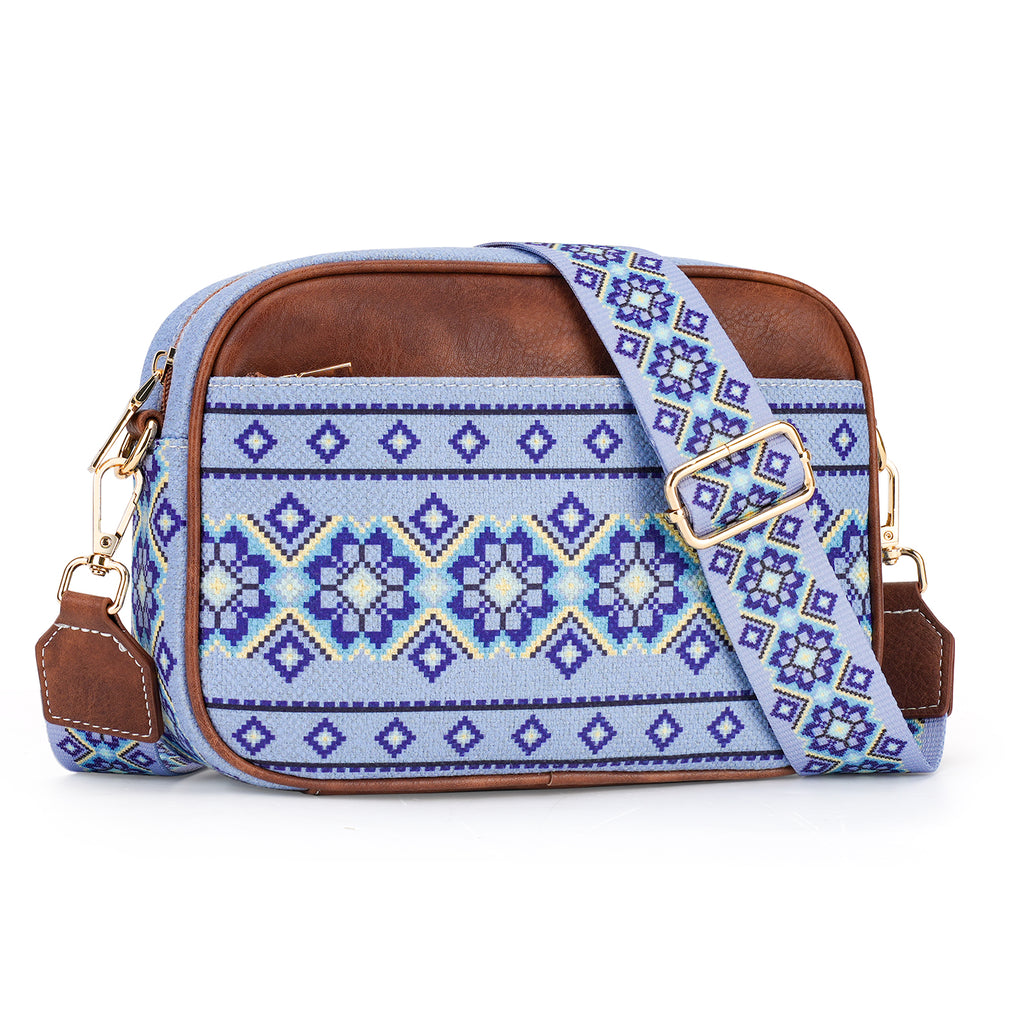 Crossbody Bag Boho Aztec Small Multi Pocket Crossover Purse for Women（WHITE-A）（复制） APHISON