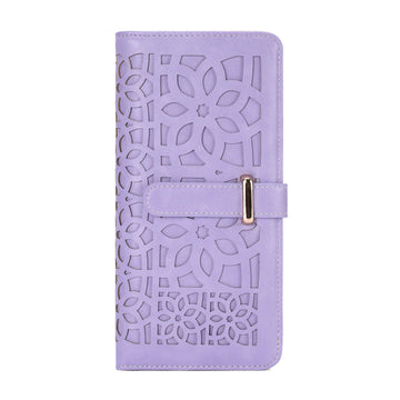 Women's RFID Long Bifold Wallet Ultra Slim Thin PU Leather Card Holder Purse Elegant Clutch Wallet With Zipper Coin Pocket （PURPLE） APHISON